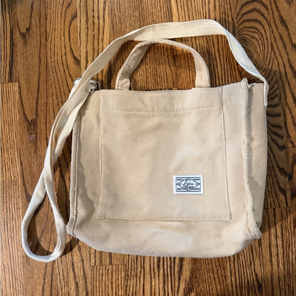 Letu Small Corduroy Crossbody Tote in Beige